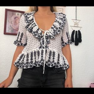 Black and white Zara blouse